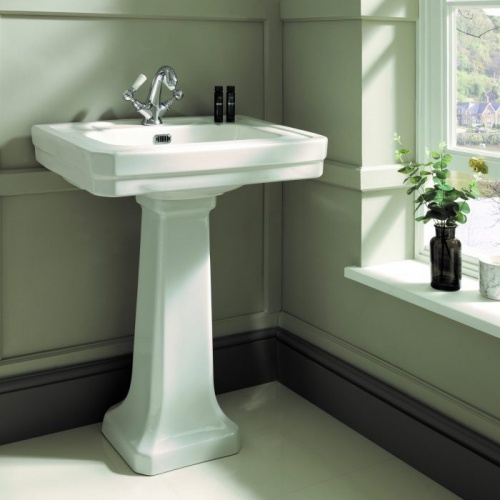 BC Designs Victrion 640mm 2-Taphole Ceramic Basin & Pedestal