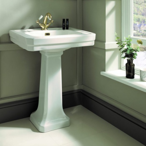 BC Designs Victrion 640mm 3-Taphole Ceramic Basin & Pedestal