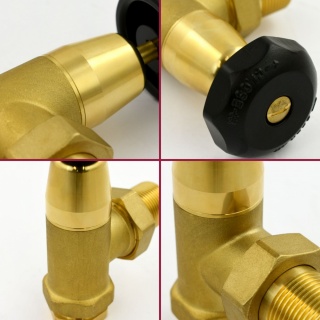 Black and Brass Old School Radiator Valves 3/4 inch - Brass