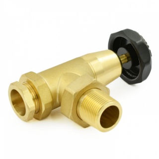 Black and Brass Old School Radiator Valves 3/4 inch - Brass