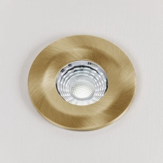 Brushed Brass LED Downlights, Fire Rated, Fixed, IP65, CCT Switch, High CRI, Dimmable