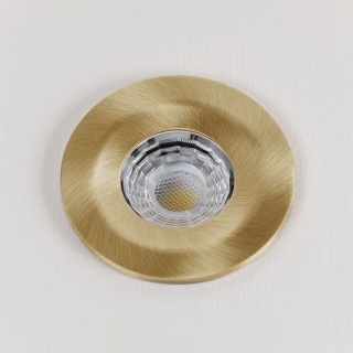 Brushed Brass LED Downlights, Fire Rated, Fixed, IP65, CCT Switch, High CRI, Dimmable