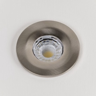 Brushed Chrome LED Downlights, Fire Rated, Fixed, IP65, CCT Switch, High CRI, Dimmable