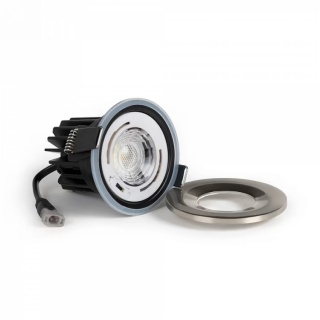 6 Pack - Brushed Chrome LED Downlights, Fire Rated, Fixed, IP65, CCT Switch, High CRI, Dimmable