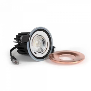 8 Pack - Brushed Copper LED Downlights, Fire Rated, Fixed, IP65, CCT Switch, High CRI, Dimmable