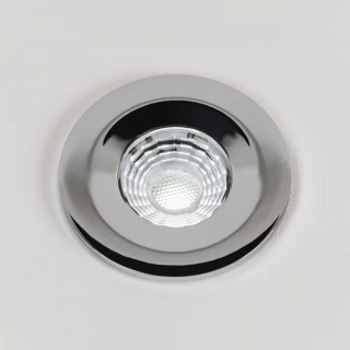 Polished Chrome LED Downlights, Fire Rated, Fixed, IP65, CCT Switch, High CRI, Dimmable