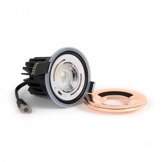 Polished Copper LED Downlights, Fire Rated, Fixed, IP65, CCT Switch, High CRI, Dimmable