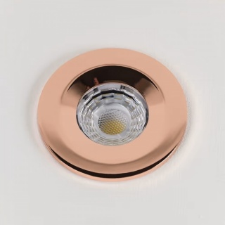 4 Pack - Polished Copper LED Downlights, Fire Rated, Fixed, IP65, CCT Switch, High CRI, Dimmable