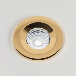 Polished Brass LED Downlights, Fire Rated, Fixed, IP65, CCT Switch, High CRI, Dimmable