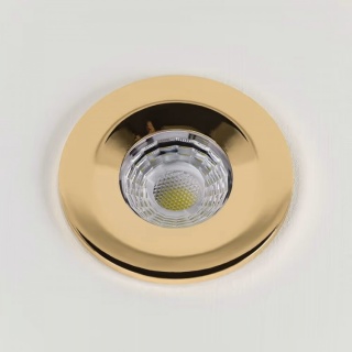 4 Pack - Polished Brass LED Downlights, Fire Rated, Fixed, IP65, CCT Switch, High CRI, Dimmable