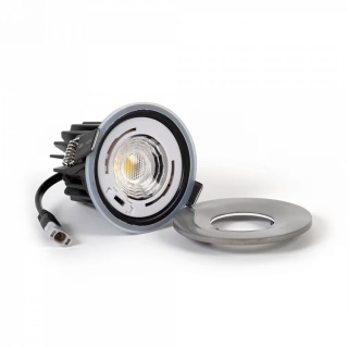 Pewter LED Downlights, Fire Rated, Fixed, IP65, CCT Switch, High CRI, Dimmable