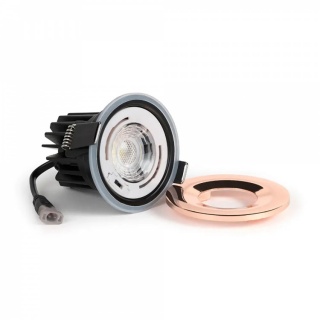 Rose Gold LED Downlights, Fire Rated, Fixed, IP65, CCT Switch, High CRI, Dimmable