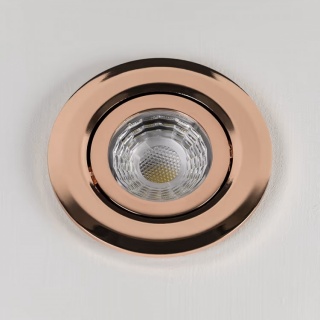 Rose Gold 3K Warm White Tiltable LED Downlights, Fire Rated, IP44, High CRI, Dimmable