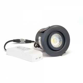 Anthracite 3K Warm White Tiltable LED Downlights, Fire Rated, IP44, High CRI, Dimmable