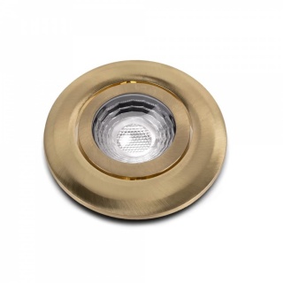 Brushed Brass 3K Warm White Tiltable LED Downlights, Fire Rated, IP44, High CRI, Dimmable