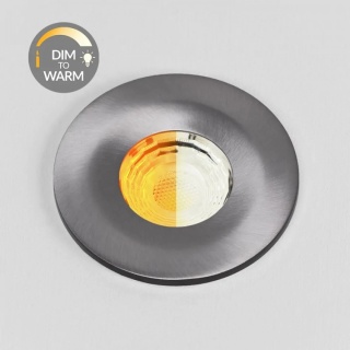 Pewter CCT Dim To Warm LED Downlight Fire Rated IP65