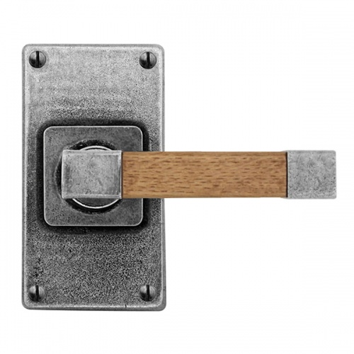 Finesse Eden Jesmond Pewter and Oak Door Handle on Backplate