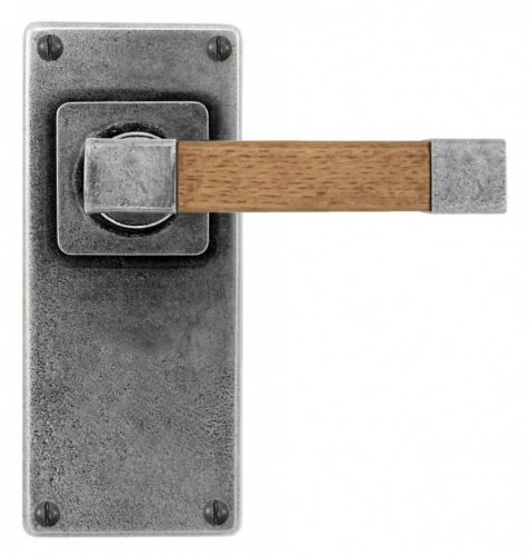 Finesse Eden Jesmond Pewter and Oak Door Handle on Backplate