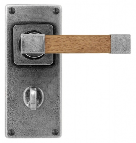 Finesse Eden Jesmond Pewter and Oak Door Handle on Backplate