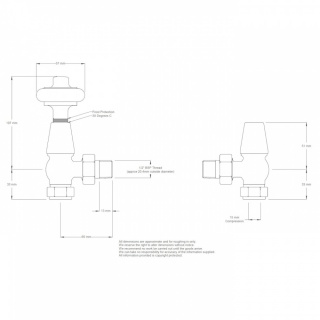 Windsor Traditional  Radiator Valve - Antique Copper (Angled)