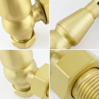 Windsor Traditional Thermostatic Radiator Valve - Brushed Brass (Angled TRV)