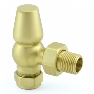 Windsor Traditional Thermostatic Radiator Valve - Brushed Brass (Angled TRV)