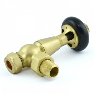 Windsor Traditional Thermostatic Radiator Valve - Brushed Brass (Angled TRV)