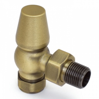 Windsor Traditional Thermostatic Radiator Valve Old English Brass (Angled TRV)