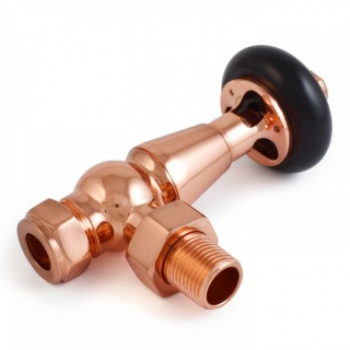 Windsor Traditional Thermostatic Radiator Valve - Polished Copper (Angled TRV)