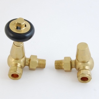 Windsor Traditional Thermostatic Radiator Valve - Un-Lacquered Brass (Corner TRV)