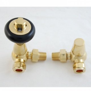 Windsor Traditional Thermostatic Radiator Valve - Un-Lacquered Brass (Corner TRV)