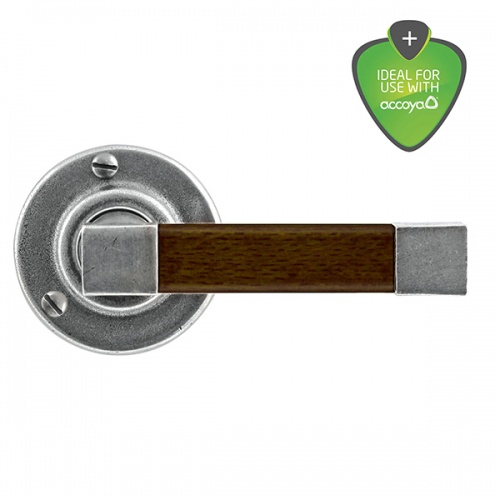 Finesse Eden Pewter and Walnut Door Handle on Round Rose