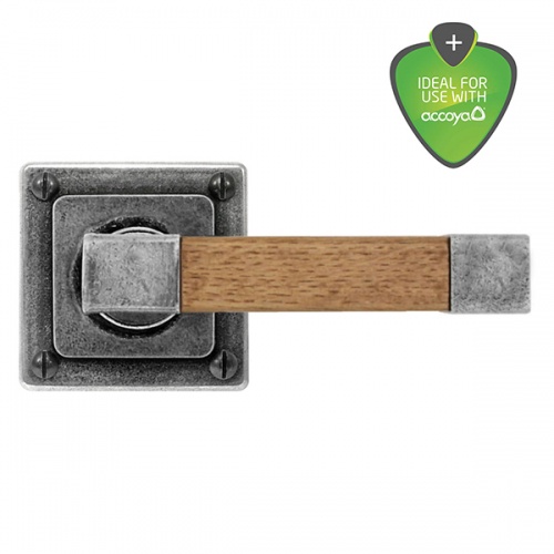 Finesse Eden Jesmond Pewter and Oak Door Handle on Square Rose