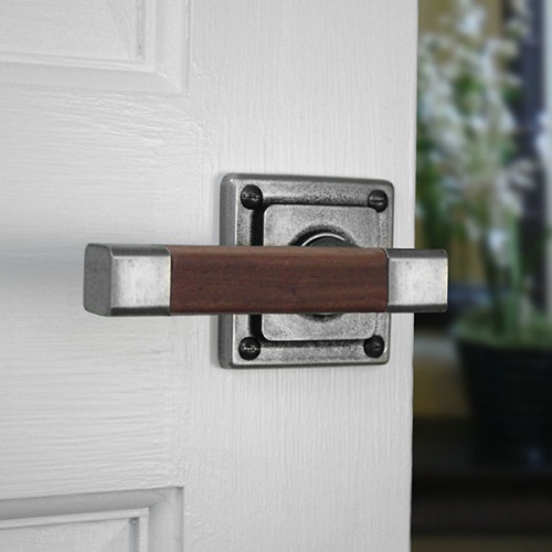 Finesse Eden Jesmond Pewter and Walnut Door Handle on Square Rose