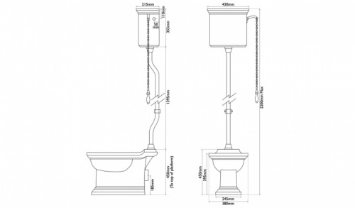 Chichester High Level Traditional Toilet - WC, Cistern & Pan