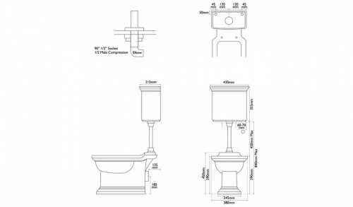 Chichester Low Level Traditional Toilet - WC, Cistern And Pan