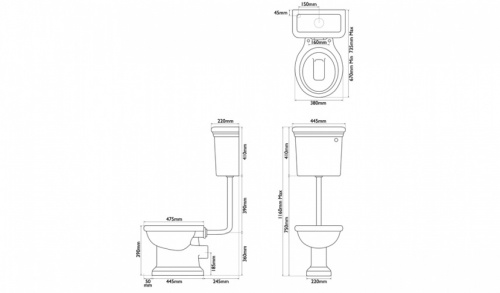 Hampton Low Level Traditional Toilet - WC, Cistern And Pan