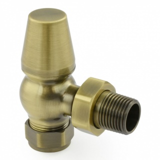 Jaguar Thermostatic Radiator Valve - Antique Brass (Angled TRV)