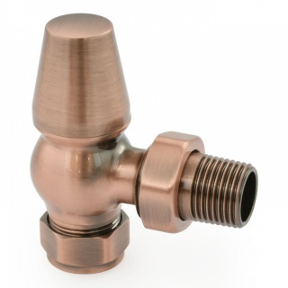 Jaguar Thermostatic Radiator Valve - Antique Copper (Angled TRV)