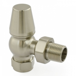 Jaguar Thermostatic Radiator Valve - Brushed (Satin) Nickel (Angled TRV)