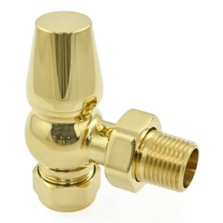 Jaguar Thermostatic Radiator Valve - Unlacquered Brass (Angled TRV)