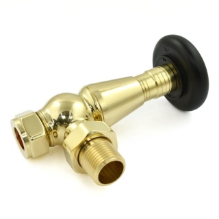 Jaguar Thermostatic Radiator Valve - Unlacquered Brass (Angled TRV)