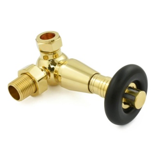 Jaguar Thermostatic Radiator Valve - Unlacquered Brass (Corner TRV)