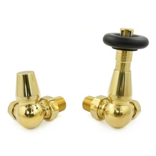 Jaguar Thermostatic Radiator Valve - Unlacquered Brass (Corner TRV)