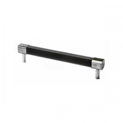 Finesse Jedburgh Pewter and Black Leather Bar Handle