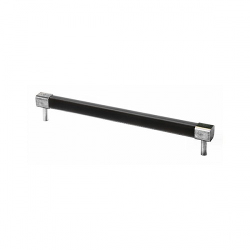 Finesse Jedburgh Pewter and Black Leather Bar Handle