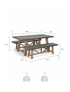 Chilford Table & Bench Set | Grey