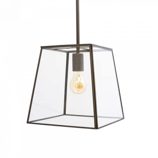 London Geotrapeze Metal Glass Lantern Pendant Light - Small (With Fixed Mounting Bar)