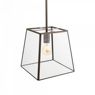 London Geotrapeze Metal Glass Lantern Pendant Light - Small (With Fixed Mounting Bar)