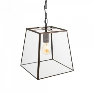 London Geotrapeze Metal Glass Lantern Pendant Light - Small (With Chain)